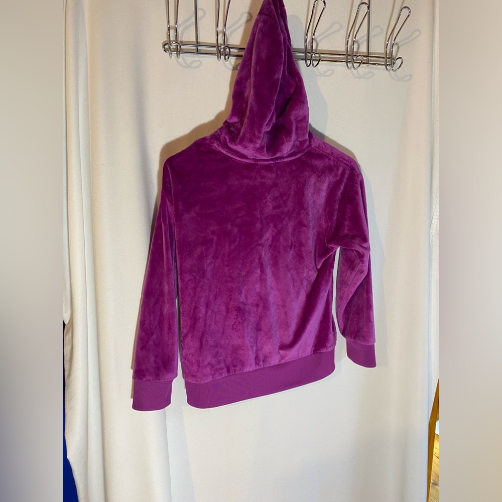 Adidas Fuchsia Purple Fuzzy Soft Hoodie Sweatshirt Girls Size medium - Picture 7 of 7